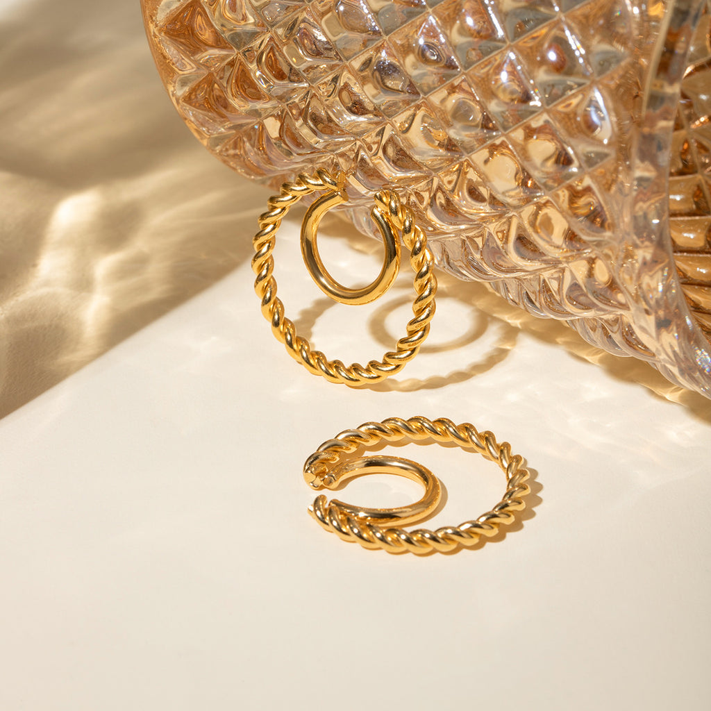 Damen Ohrhänger aus hypoallergenem und wasserdichtem Edelstahl mit elegantem Twisted-Design Shop Nory