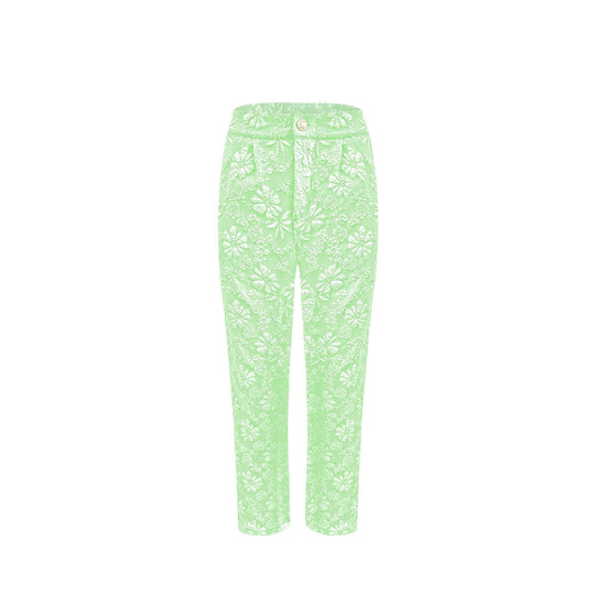 Damen Hochtaillierte Bundfalten‑Hose mit floralem Jacquard und geradem Bein Shop Nory