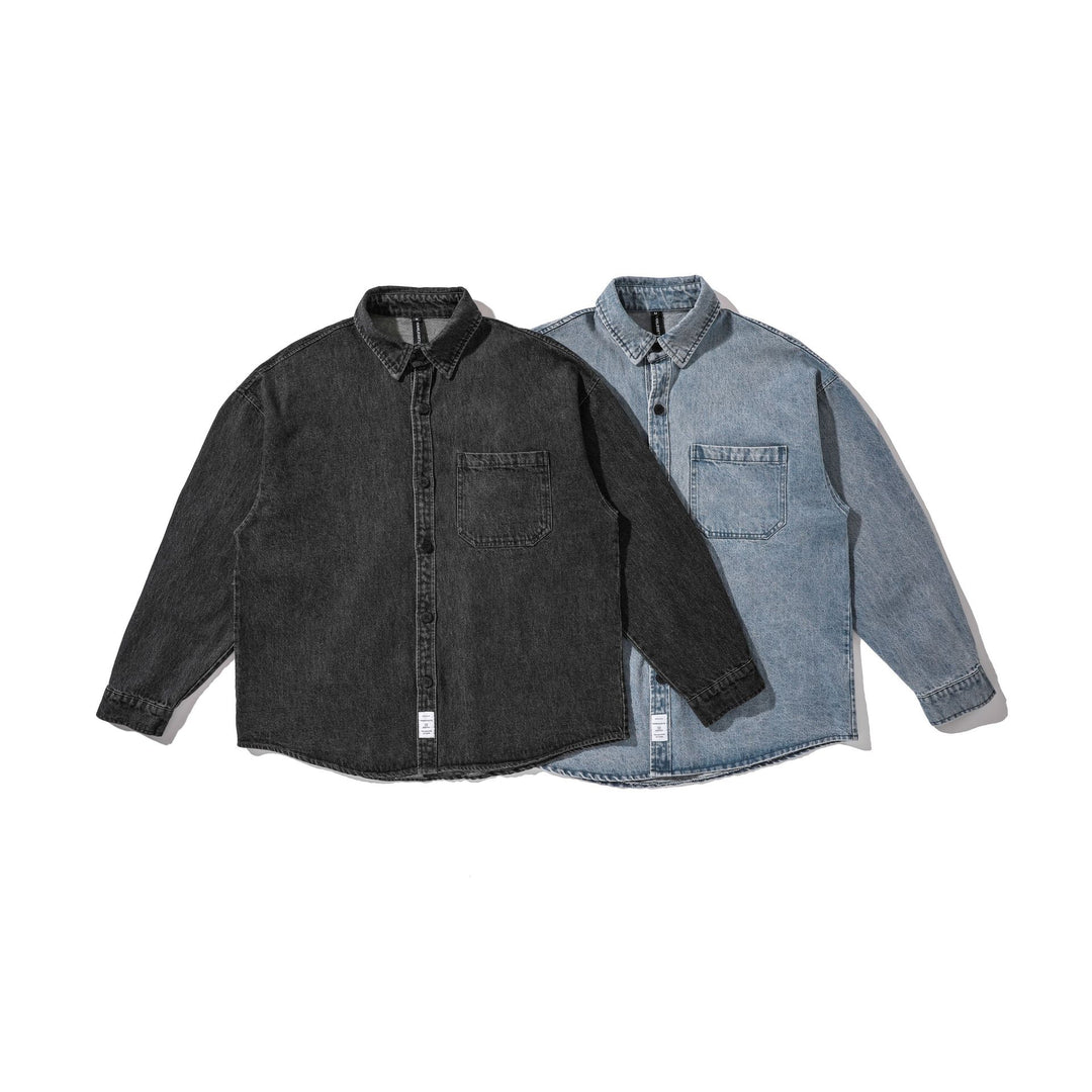 Herren Overshirt aus gewaschenem Denim mit abgerundetem Saum Shop Nory