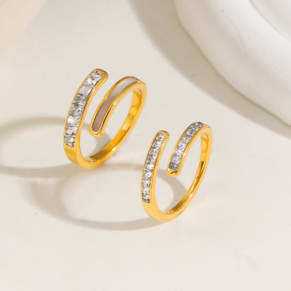 Damen Offene Kristall-Akzent Ringe Shop Nory