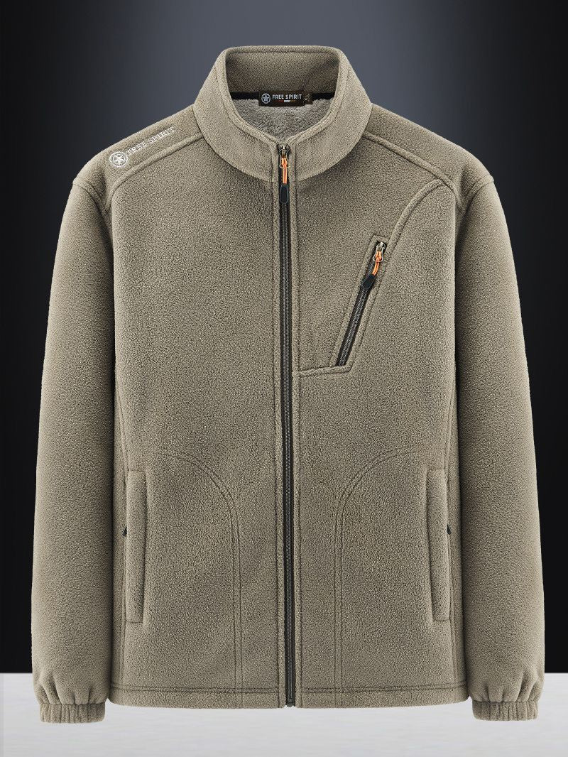 Herren Warme Microfleece-Outdoorjacke mit Brustreißverschluss, Seitentaschen und Stehkragen Shop Nory