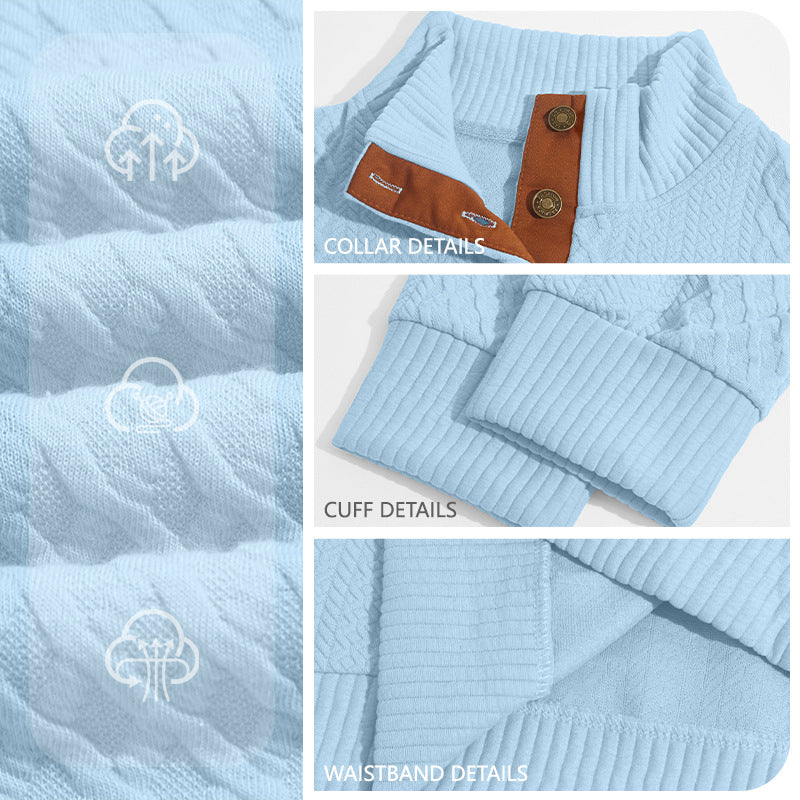 Herren Kabelstrick Troyer Pullover mit Stehkragen und Lederoptik-Ellbogen-Patches Shop Nory