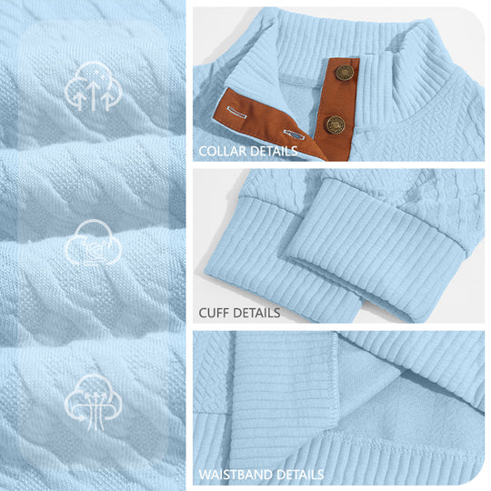 Herren Kabelstrick Troyer Pullover mit Stehkragen und Lederoptik-Ellbogen-Patches Shop Nory
