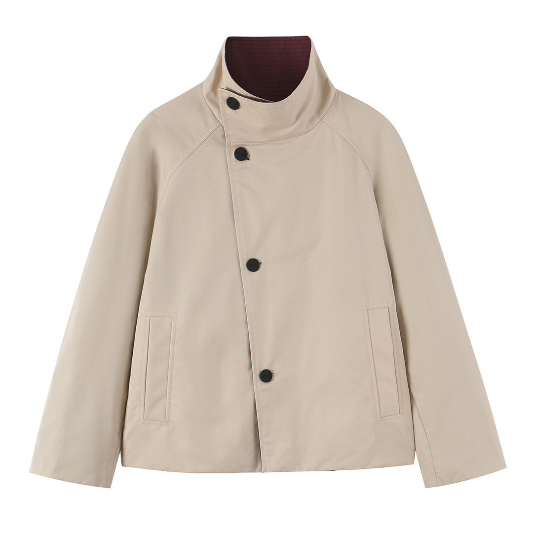 Damen Kurzjacke mit hohem Stehkragen und asymmetrischer Knopfleiste Shop Nory