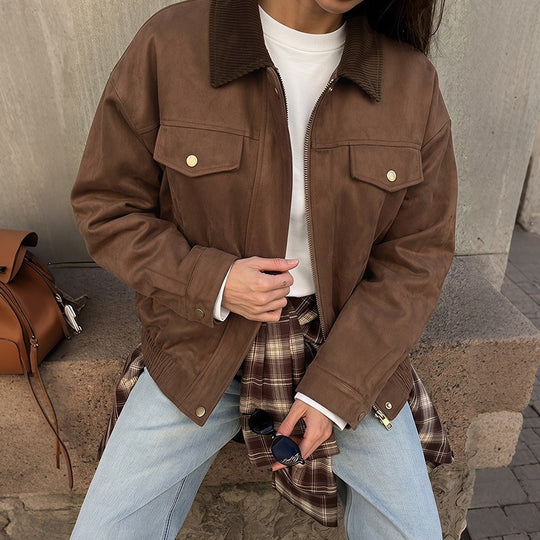 Damen Elegante Suede Jacke Shop Nory