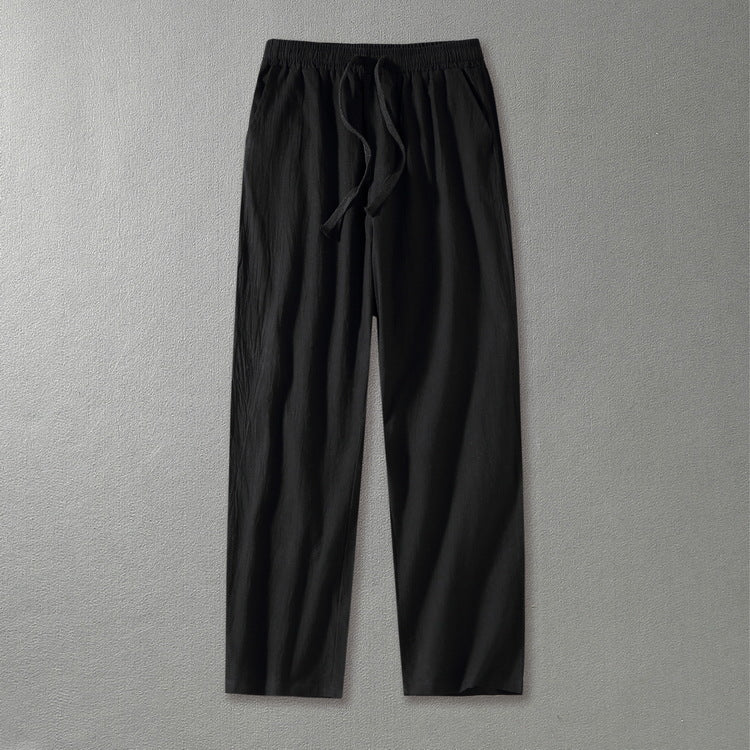 Herren Leinenhose mit elastischem Bund und Tunnelzug geradem Bein Shop Nory