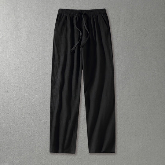 Herren Leinenhose mit elastischem Bund und Tunnelzug geradem Bein Shop Nory