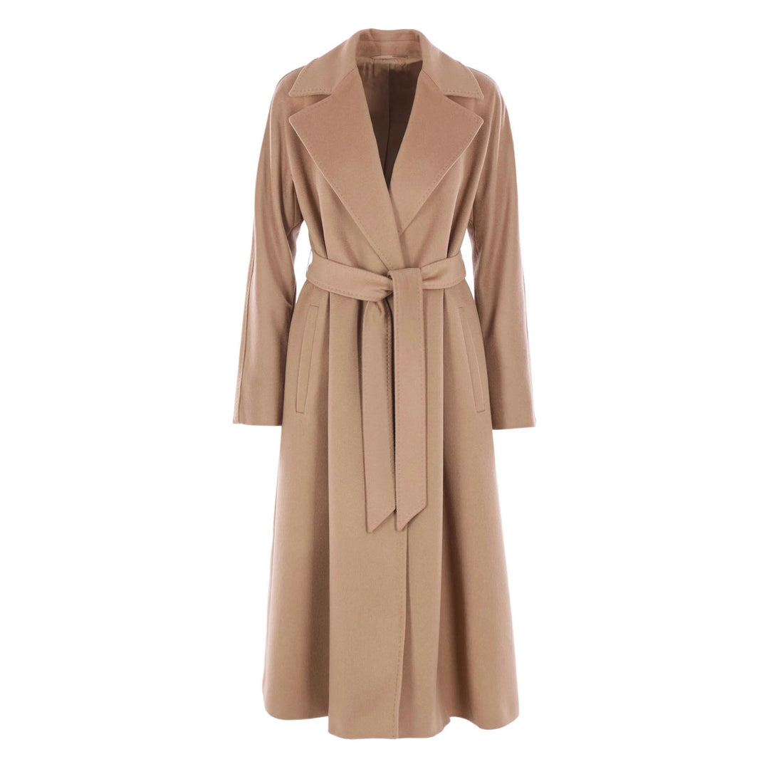 Damen Eleganter Wickelmantel aus Wollmix mit breitem Revers und Taillengürtel Shop Nory