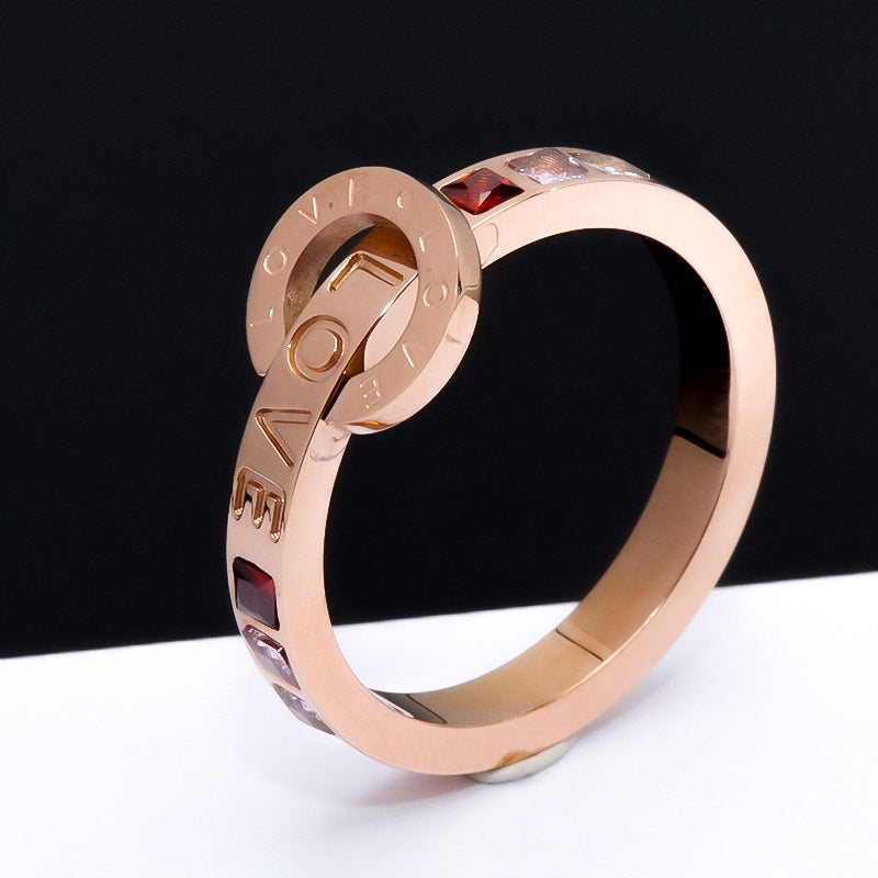 Damen Ring mit modernem Love-Design und funkelnden Edelsteinen Shop Nory