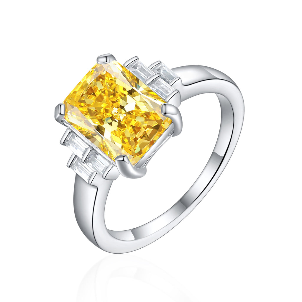 Damen Ring mit großem, rechteckigem Edelstein und funkelnden Akzenten Shop Nory