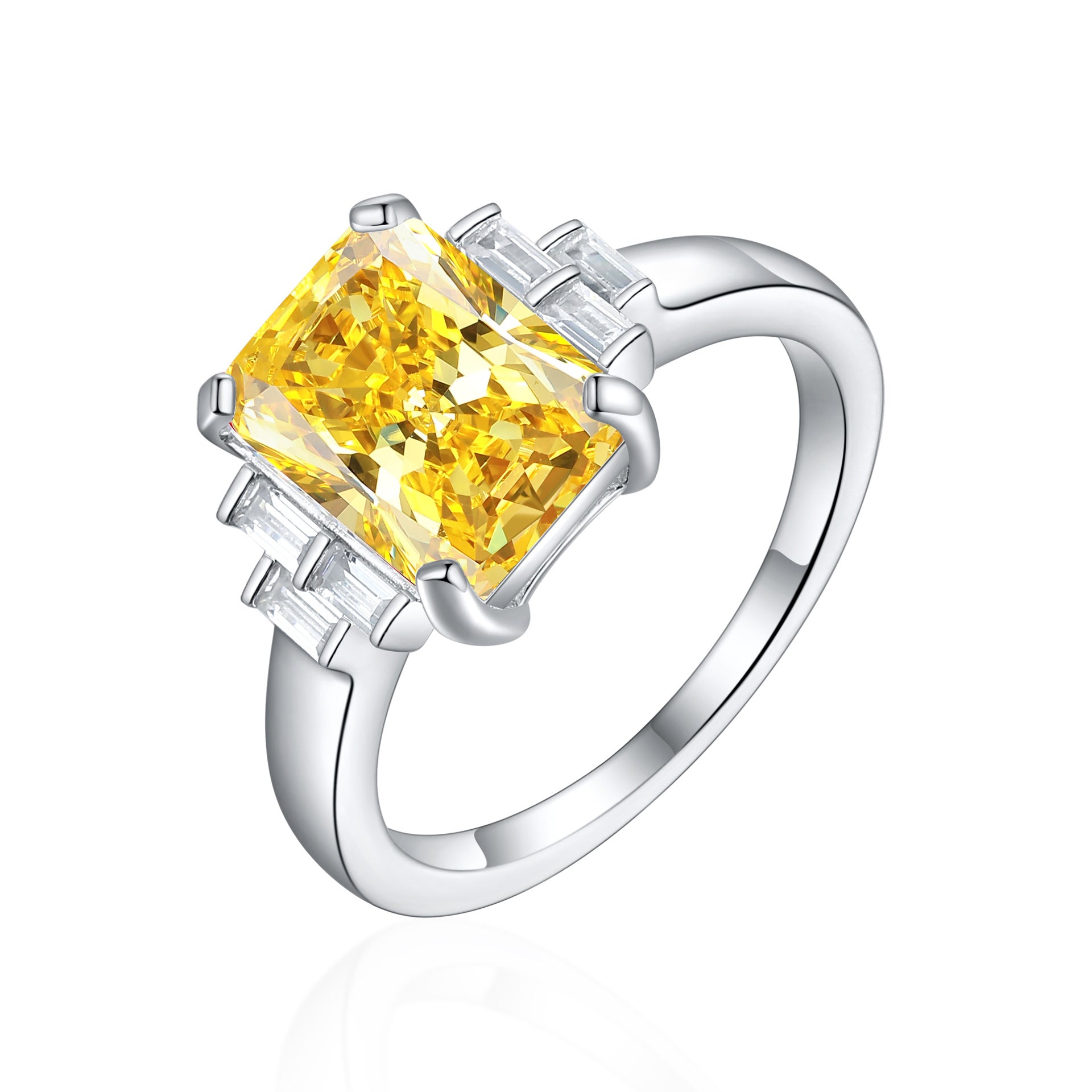 Damen Ring mit großem, rechteckigem Edelstein und funkelnden Akzenten Shop Nory