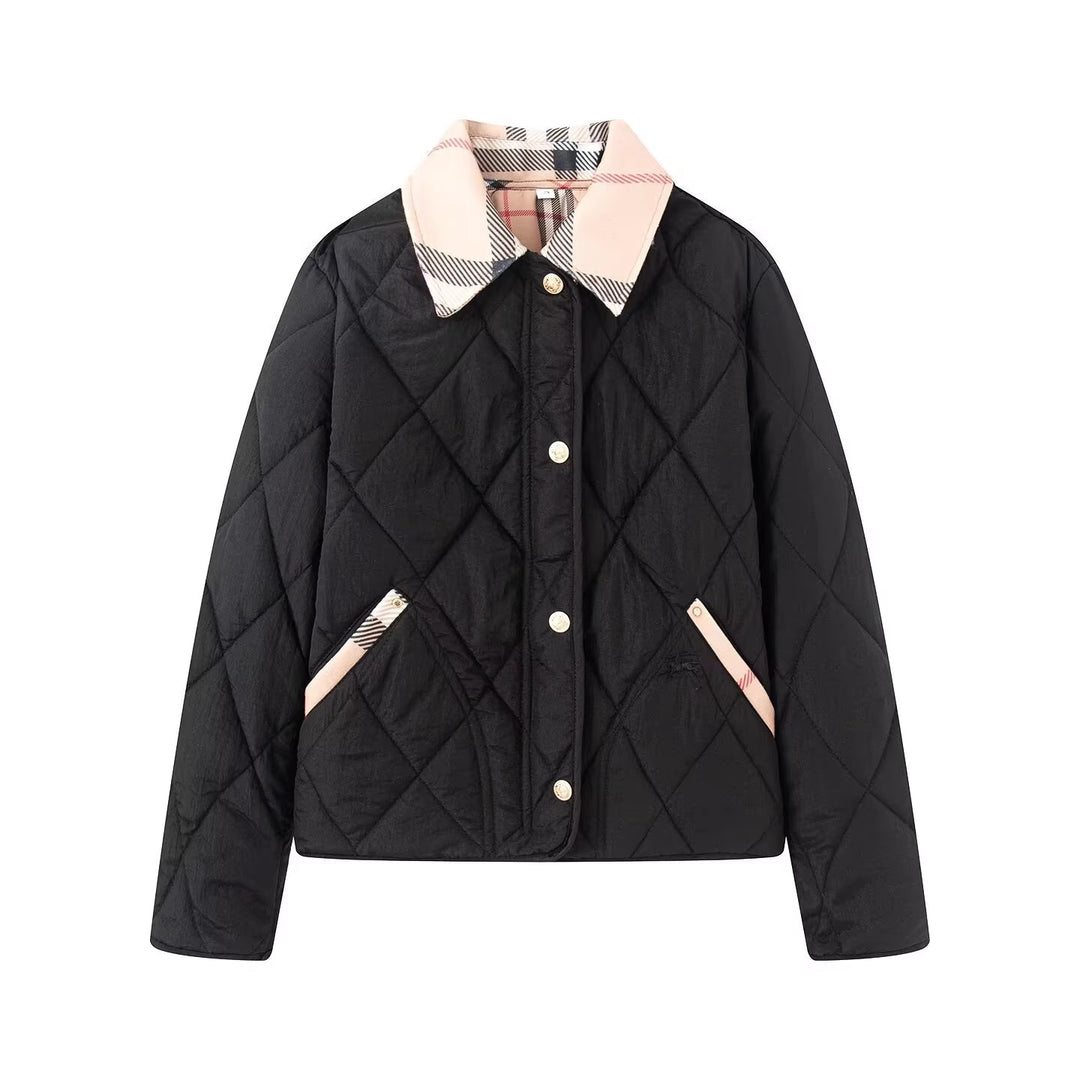 Damen Steppjacke mit karierter Kragen- und Taschenblende Shop Nory