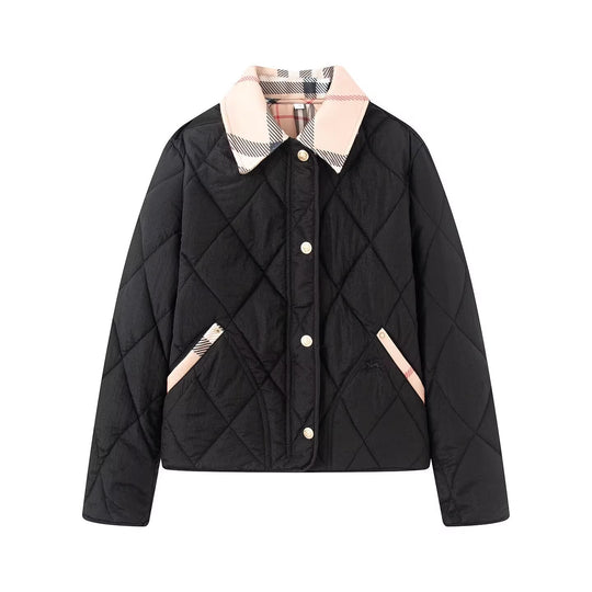 Damen Steppjacke mit karierter Kragen- und Taschenblende Shop Nory