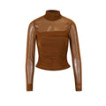 Damen Langarmshirt mit eleganter Raffung und transparentem Design
