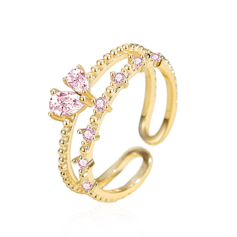 Damen Offener Ring mit schimmernden Kristallen und filigranem Design Shop Nory
