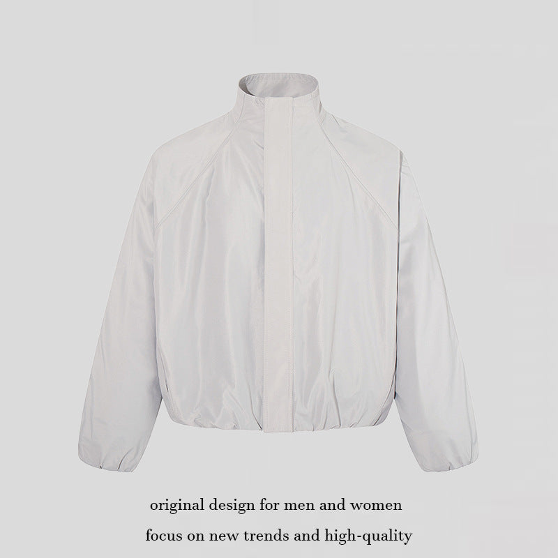 Damen Kurz geschnittene Stehkragen‑Blousonjacke mit elastischem Saum und verdecktem Reißverschluss Shop Nory