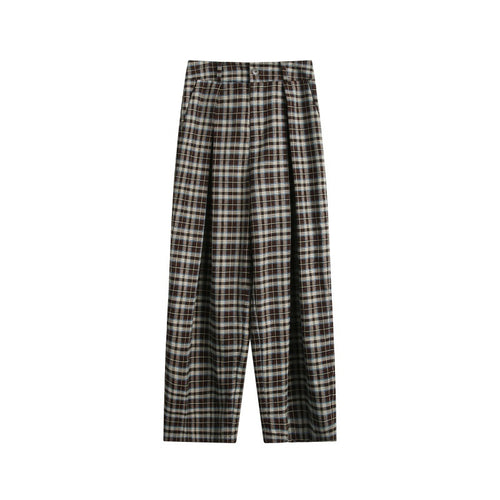 Damen Hochtaillierte Karierte Bundfalten‑Hose im weiten Culotte‑Schnitt Shop Nory