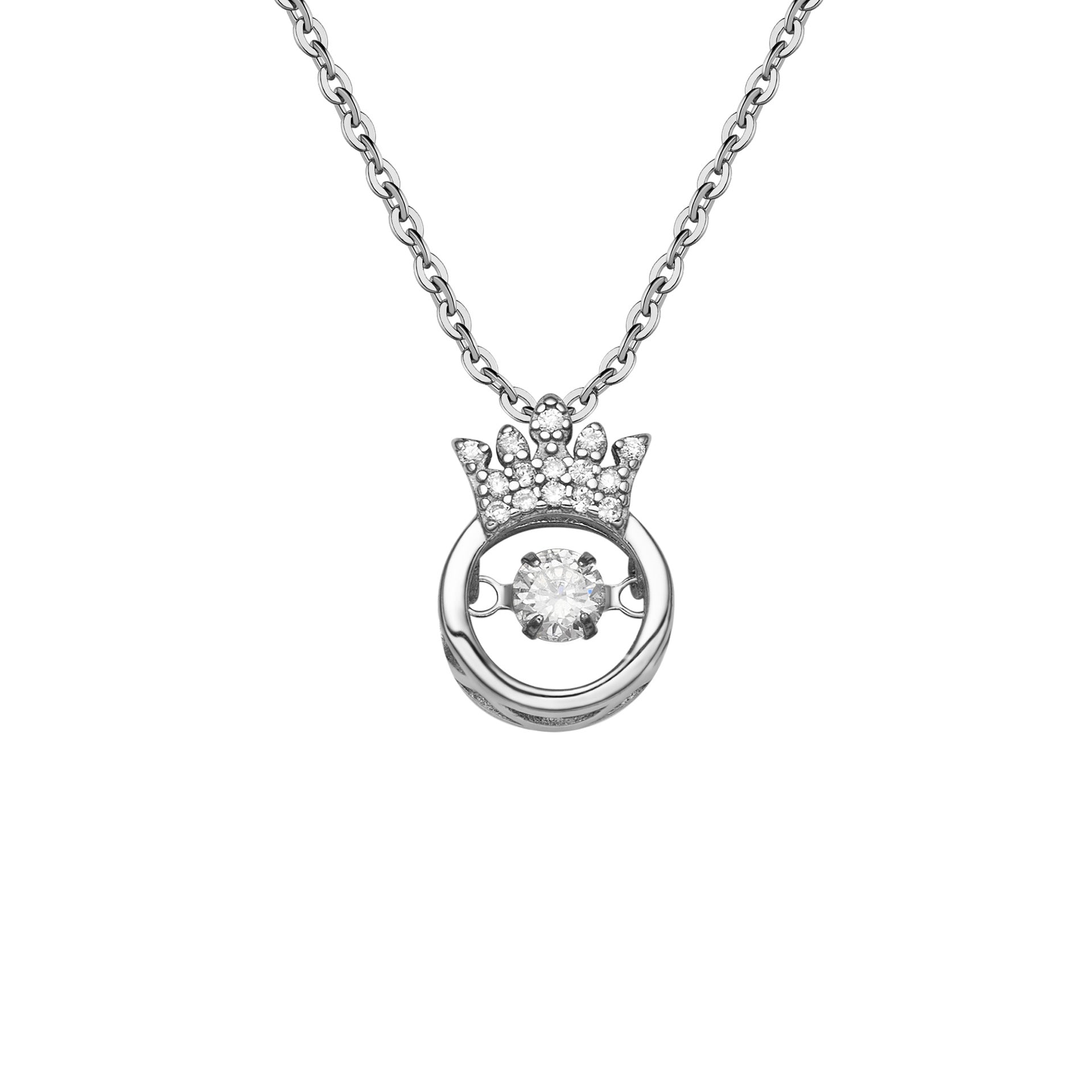 Damen Anhänger-Halskette mit Krone und funkelnden Zirkonia Shop Nory
