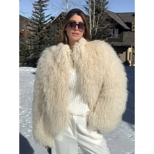 Damen Kuschelige Kurzjacke im Lammfell‑Look mit lockiger Long‑Pile‑Struktur Shop Nory