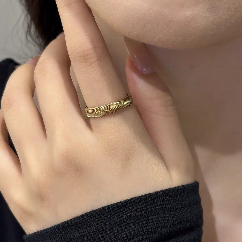 Damen Texturierten Gold Mode Band Ring Shop Nory