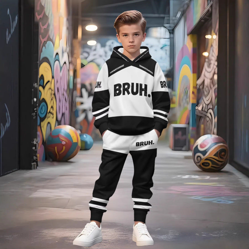Unisex Kinder Jogginganzug mit Kapuzenpullover und detailreichem Auto-Print Shop Nory