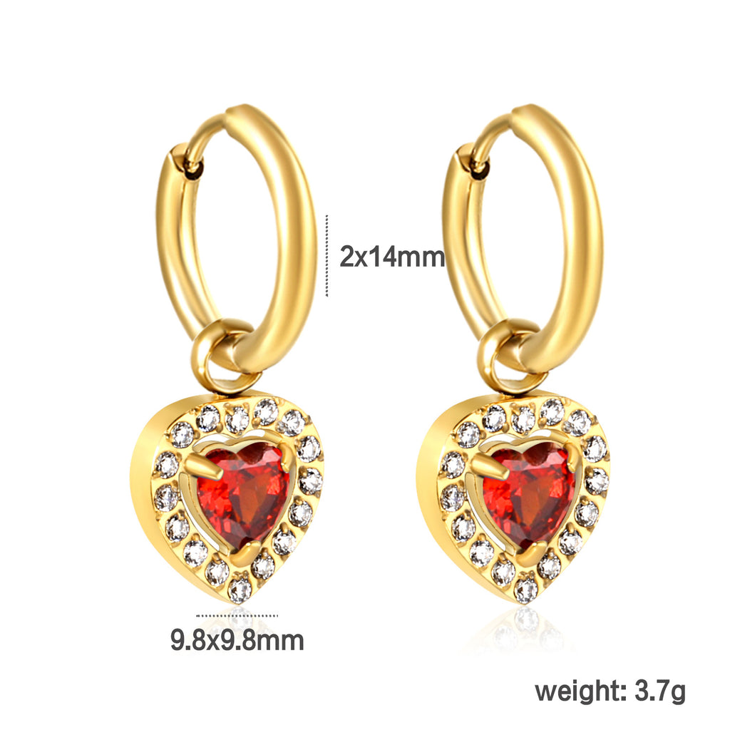 Damen Hängende Ohrstecker mit funkelndem grünem Zirkonia und goldplattierter Edelstahlfassung Shop Nory