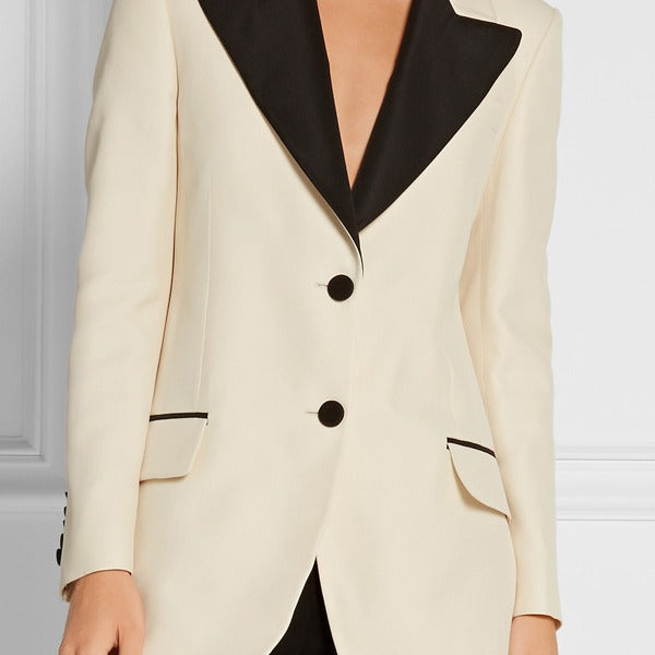 Damen Smokingsakko im Tailoring mit spitzem Schalkragen und kontrastiertem Reversbesatz Shop Nory