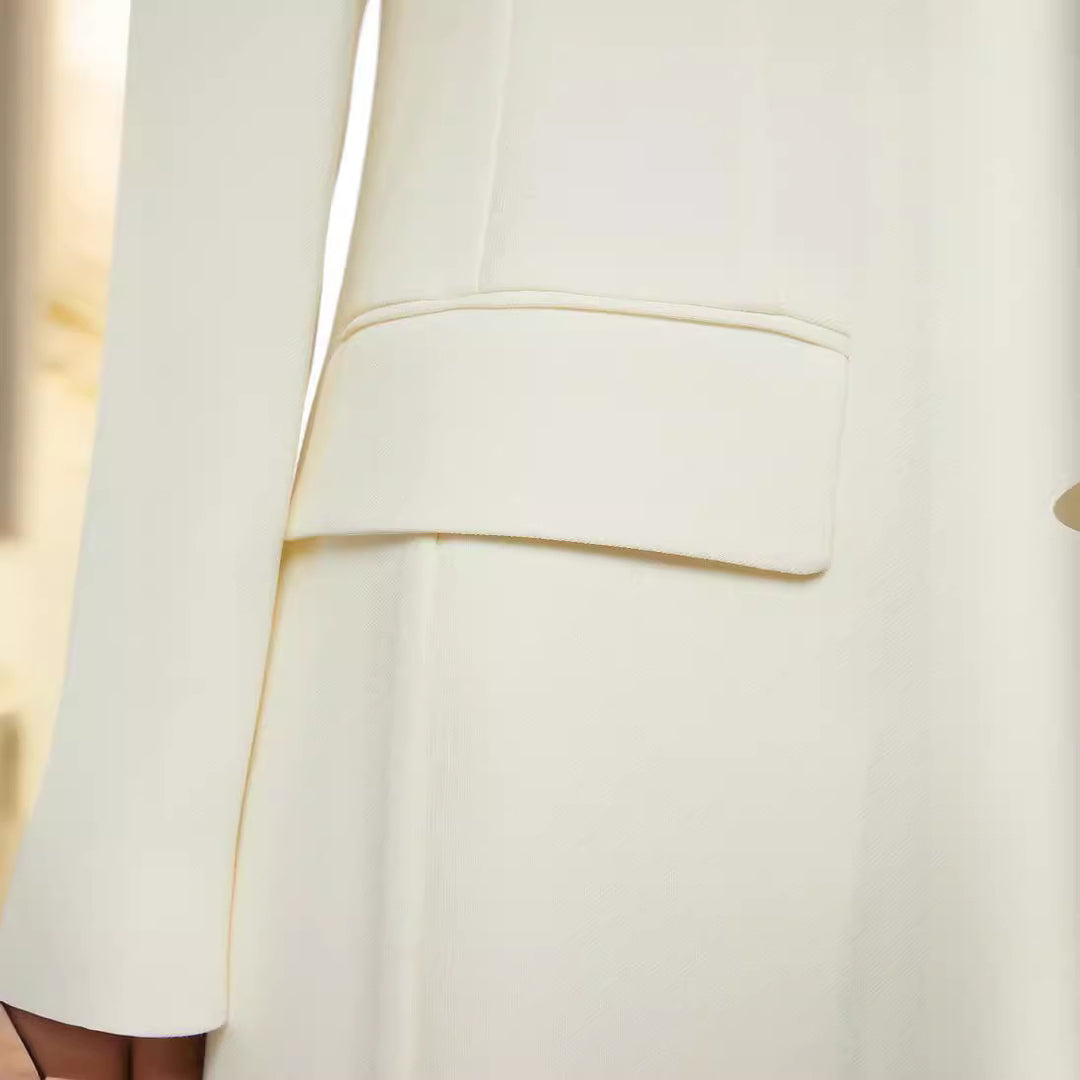 Damen Bodenlanger Schnittblazer-Mantel mit strukturierter Tailoring‑Silhouette Shop Nory