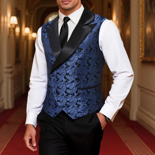 Herren Satin-Paisley-Weste mit Schalkragen und tailliertem Smoking-Look Shop Nory