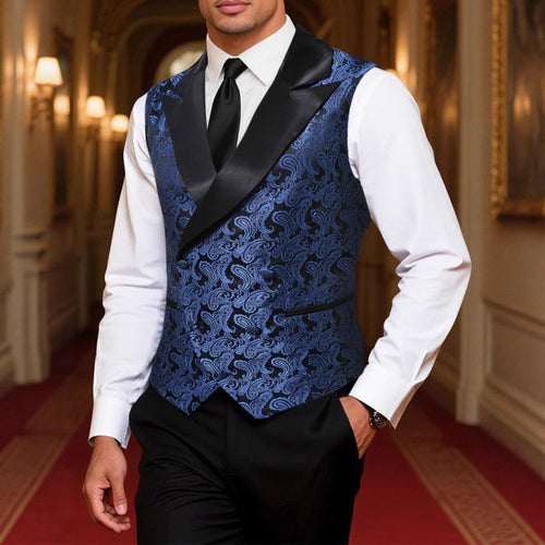 Herren Satin-Paisley-Weste mit Schalkragen und tailliertem Smoking-Look Shop Nory