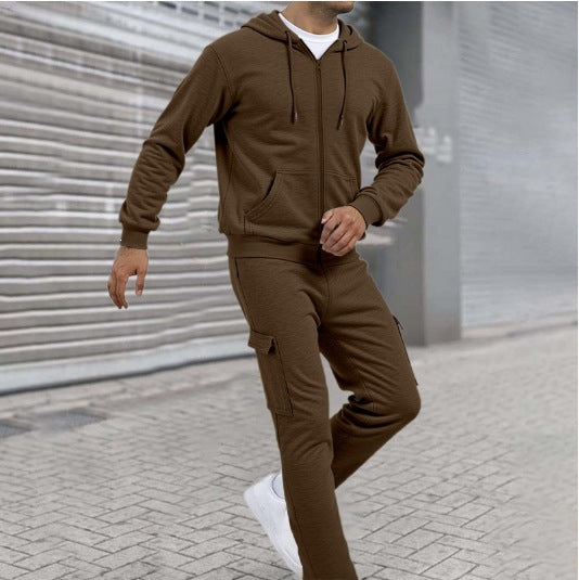 Herren nan athletischer Zip-Sweatset mit Cargo-Jogginghose, ergonomischen Nähten und gerippten Bündchen Shop Nory
