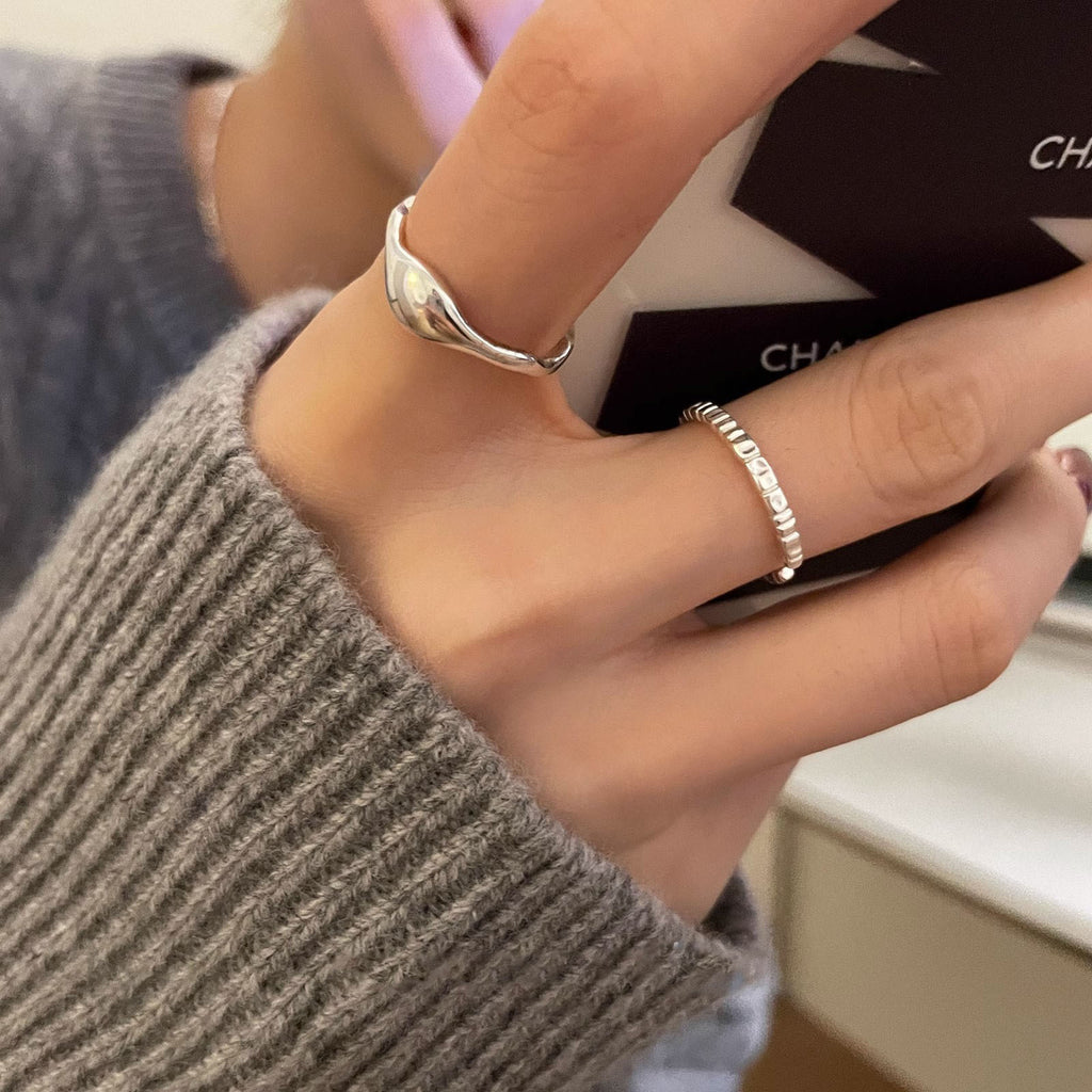 Damen Offener Silberring mit minimalistischen Herzverzierungen Shop Nory
