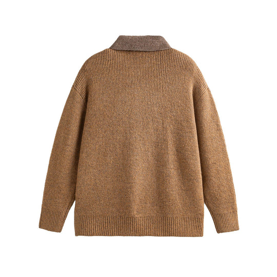 Damen Strickpoloshirt mit Fleckmuster, Rippstruktur und Knopfleiste Shop Nory