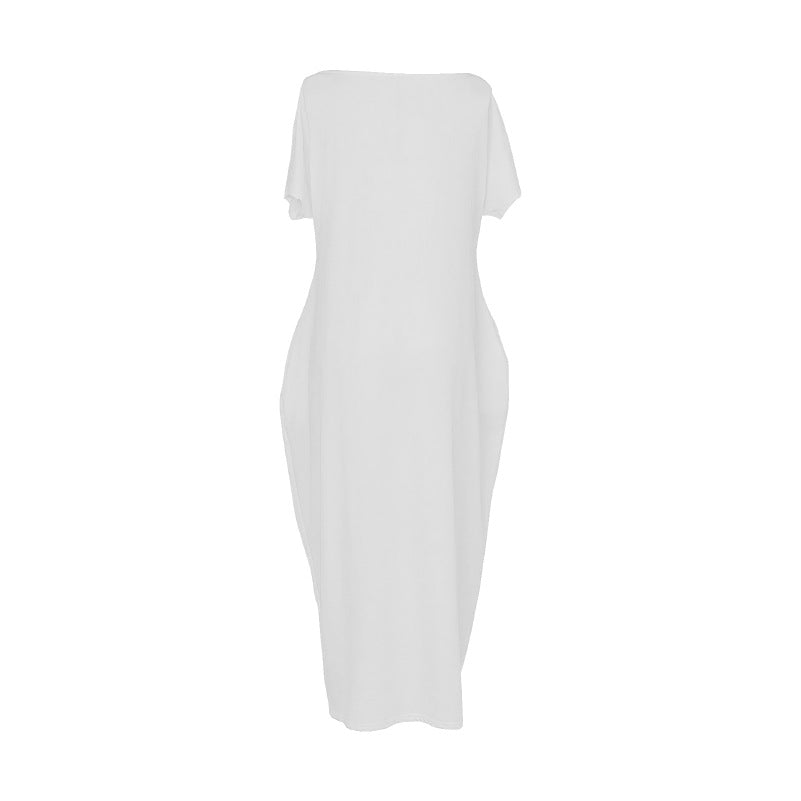 Damen Lockere Maxikleid mit Animal-Print und Seitentaschen