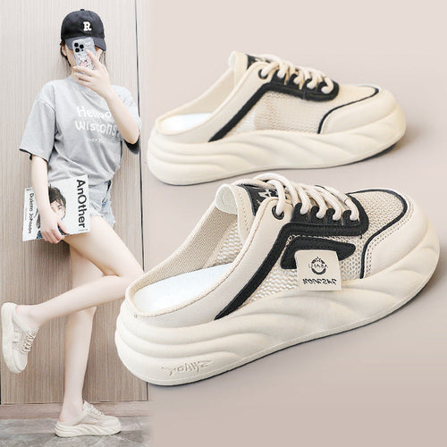 Damen Sneaker Mules mit atmungsaktiven Mesh-Obermaterial und bequemer Dämpfung