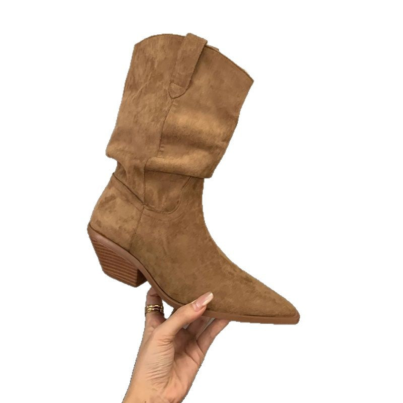 Damen Slouchy Western‑Stiefeletten mit spitzer Zehenform und sculpted Blockabsatz Shop Nory