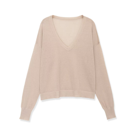 Damen Oversize-Feinstrickpullover mit tiefem V-Ausschnitt und gerippten Bündchen Shop Nory