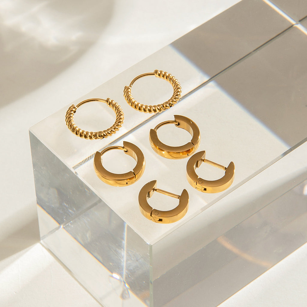 Damen Creolen Ohrstecker Set aus hypoallergenem Edelstahl Shop Nory
