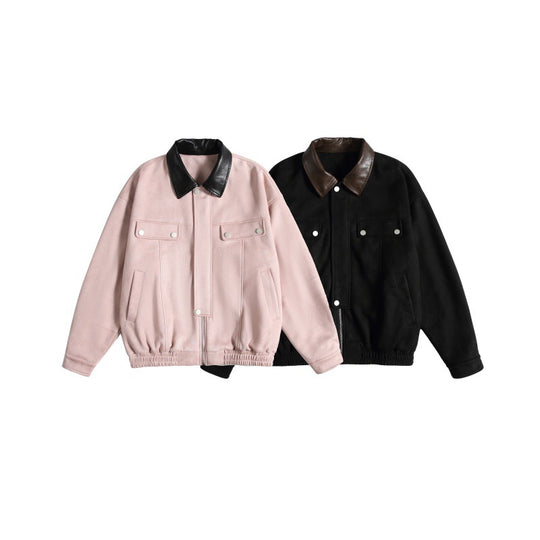 Damen Kurz geschnittene Boxy-Blousonjacke mit kontrastierendem Kunstlederkragen Shop Nory
