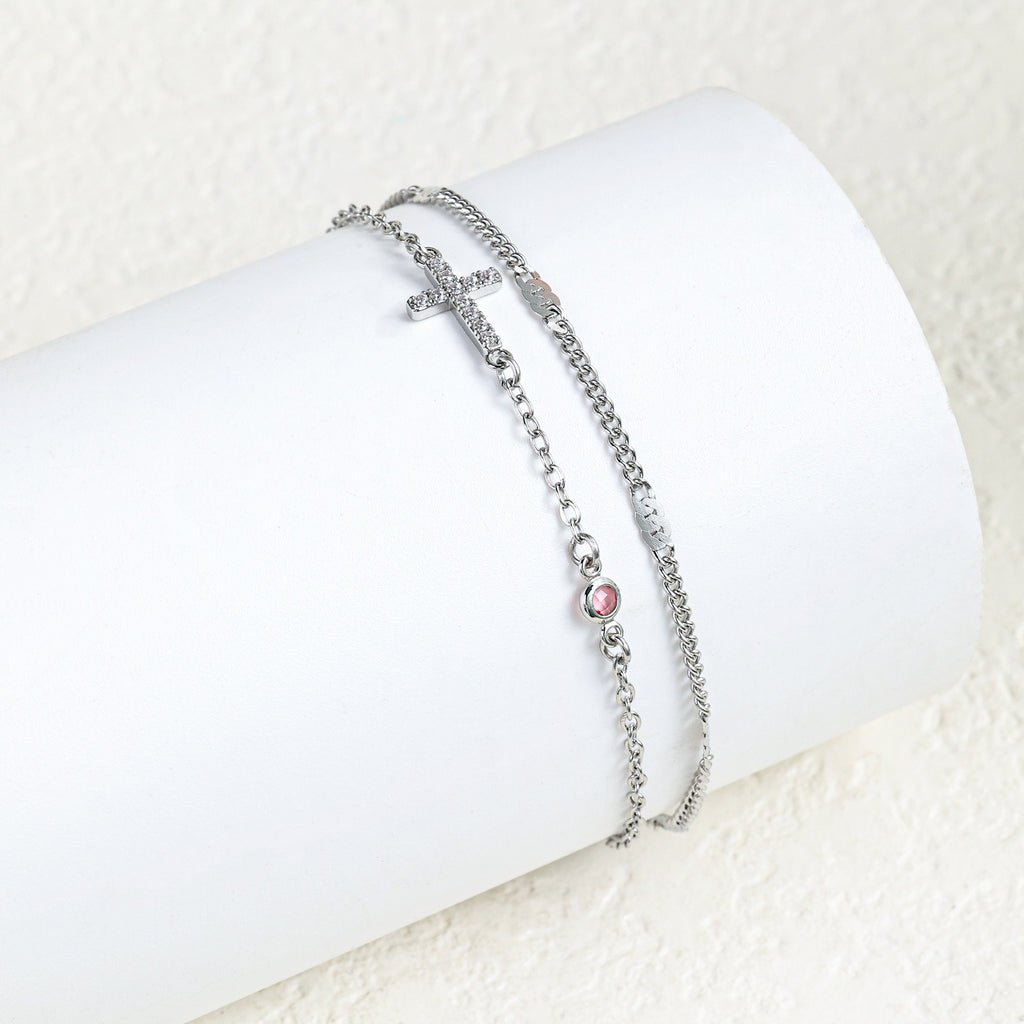Damenarmband mit christlichem Kreuz und funkelnden Strasssteinen Shop Nory