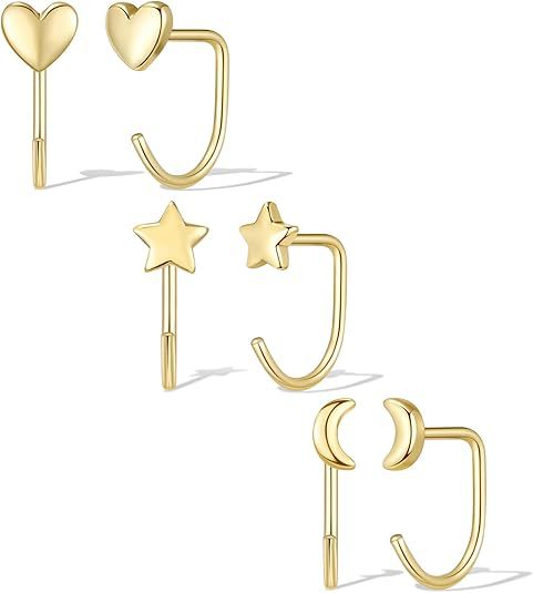 Damen Ohrstecker-Set mit Herz-, Schleifen- und Kristallanhängern Shop Nory