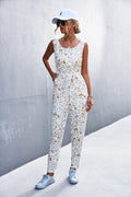 Damen lässiger Jumpsuit mit elegantem Leo-Design und praktischen Taschen