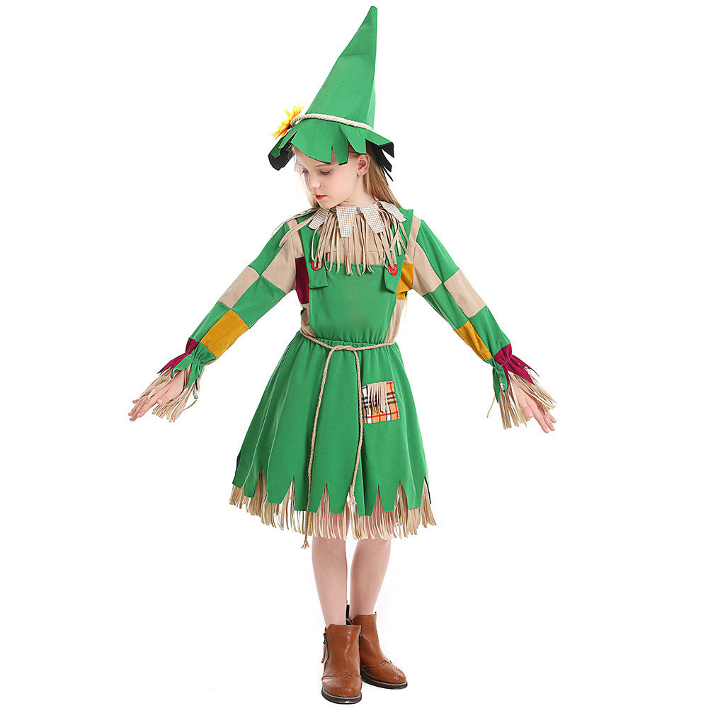 Mädchen Kostüm als fantasievolle Vogelscheuche mit modischen Details Shop Nory