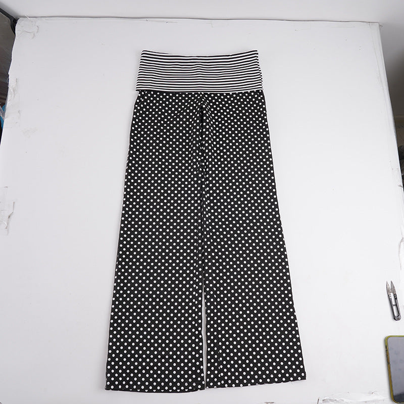 Damen nan weite Marlene-Hose mit hohem Umschlag-Bauchbund und gepunktetem Stretchjersey Shop Nory