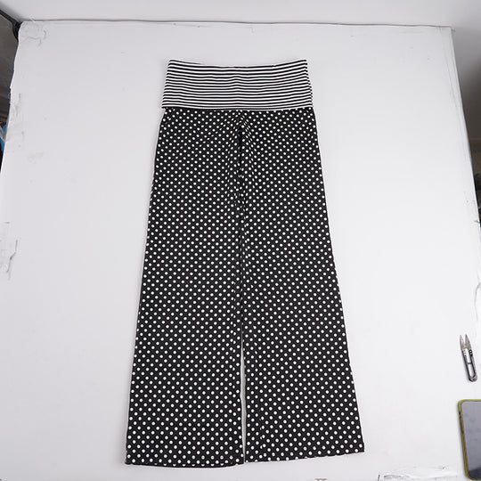 Damen nan weite Marlene-Hose mit hohem Umschlag-Bauchbund und gepunktetem Stretchjersey Shop Nory