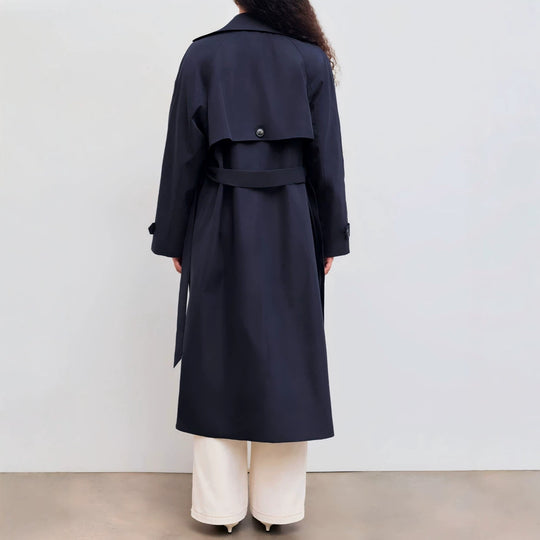 Damen Langer Trenchcoat-Mantel mit weiter Silhouette, Reverskragen und Taillengürtel Shop Nory
