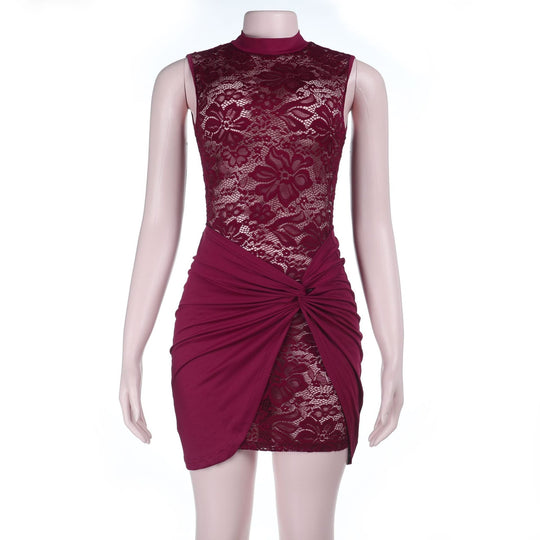 Damen Spitzen-Minikleid mit figurformendem Design und Raffungen
