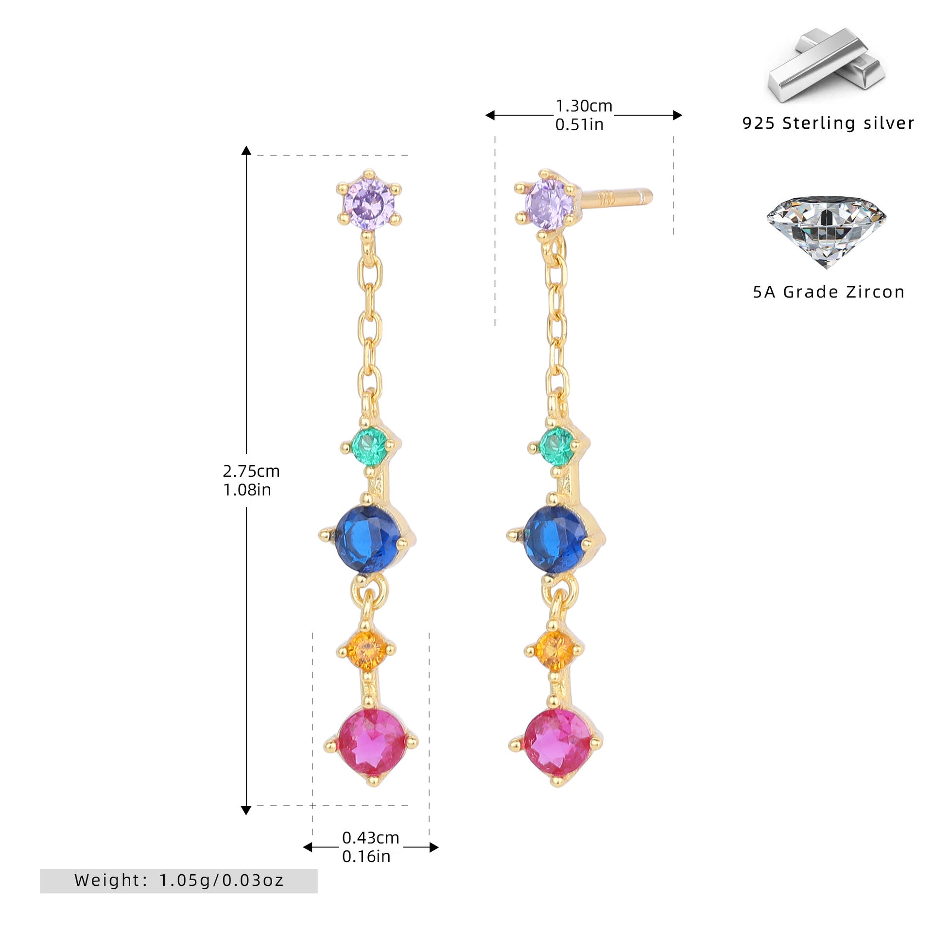 Damen Ohrhänger mit funkelnden Zirkon-Anhängern und elegantem Design Shop Nory