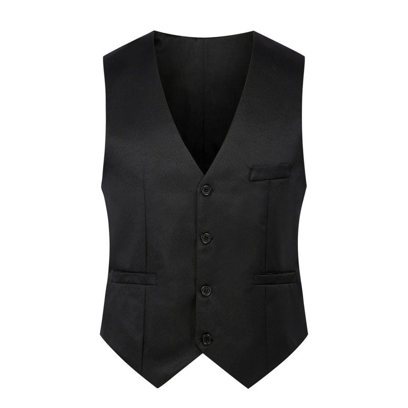 Herren Taillierte Satin-gefütterte Anzugweste mit markantem V-Ausschnitt und Pattentaschen Shop Nory