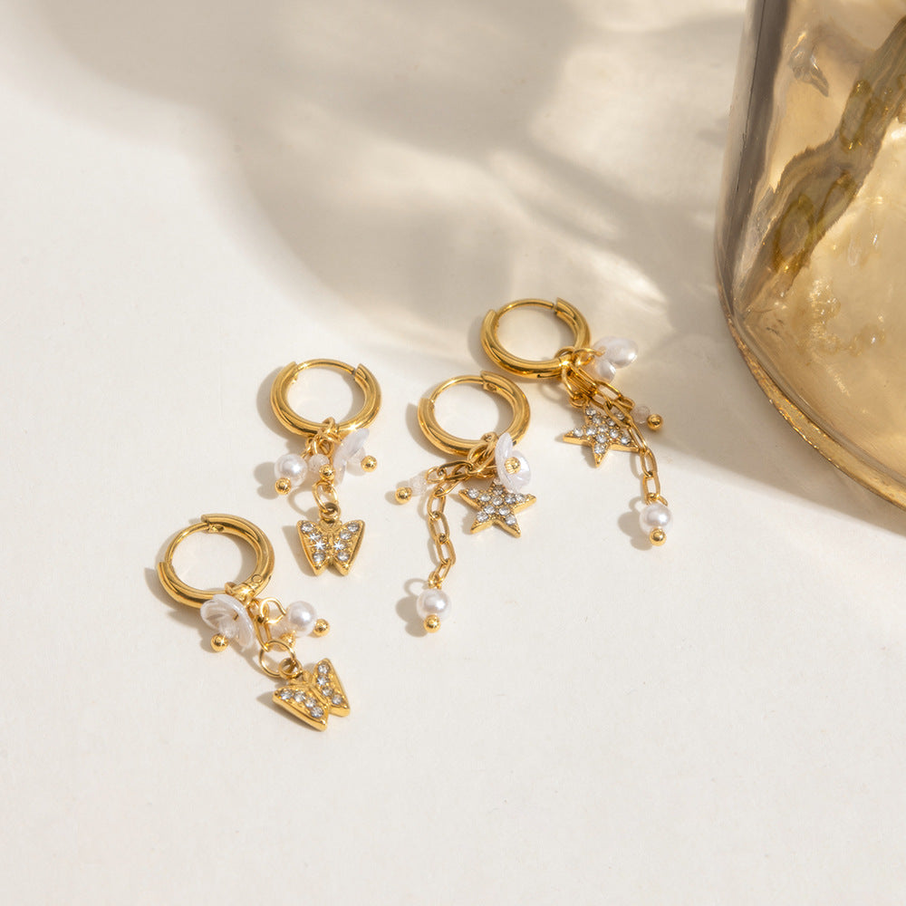 Damen Ohrhänger mit luxuriösem Schmetterlingsdesign und hypoallergener Edelstahlverarbeitung Shop Nory
